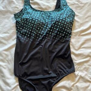 Black and Teal Women's One Piece Swimsuit